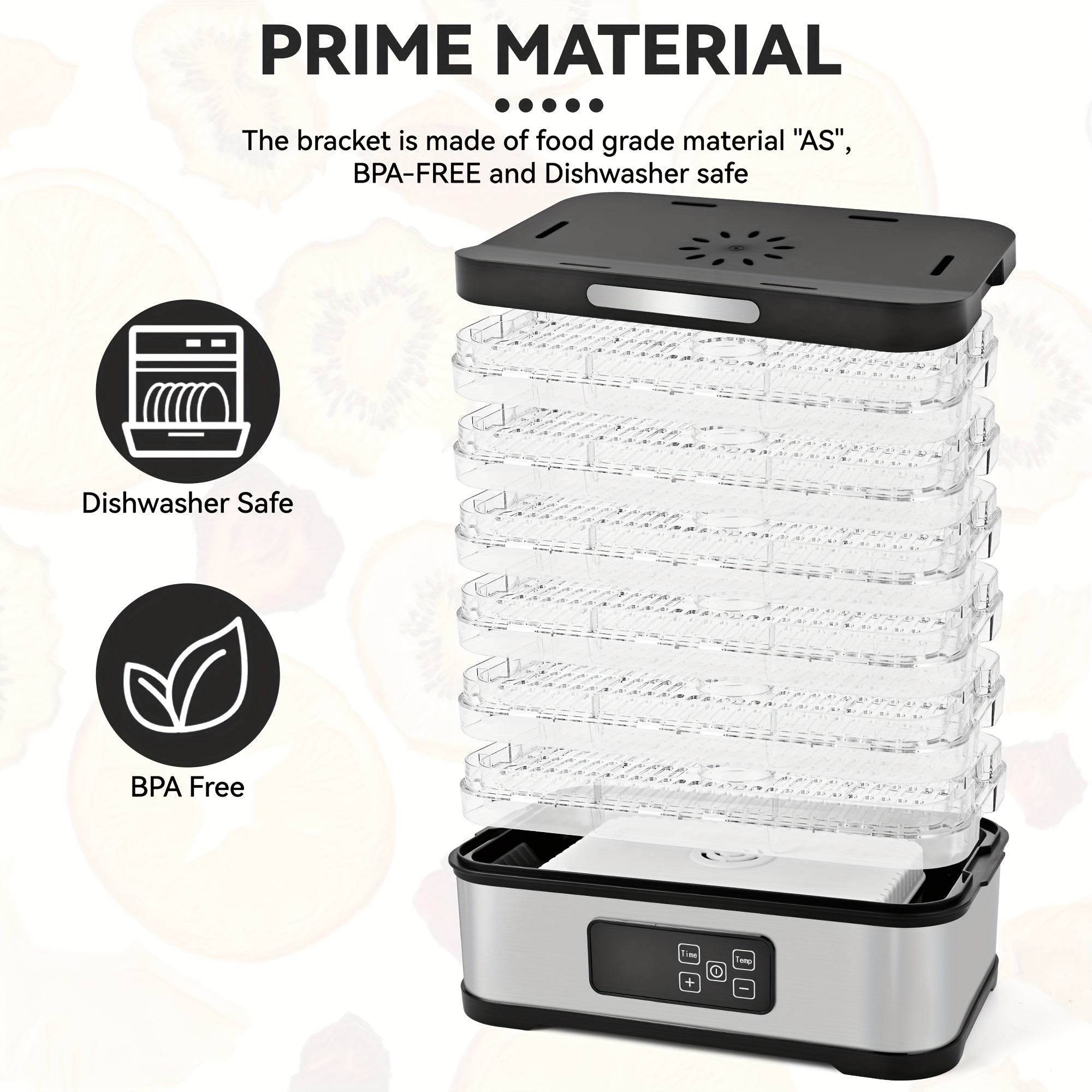 5-Tray Food Dehydrator Machine with Digital Thermostat & Timer, Stainless Suitable for Jerky, Fruits, Herbs, Veggies, Yogurt, Pet Treats - Trays, Energy-Saving, Ultra-Quiet Operation for Home Kitchen, RV, Camping, Gifts