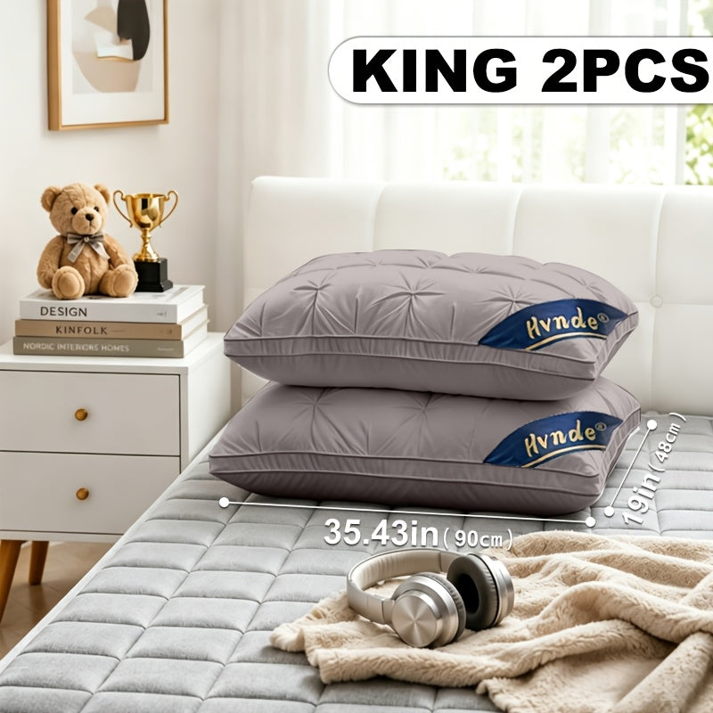 2pcs Luxury 5-Star Hotel Quality Pillows, Deep Sleep Neck Support, Non-Collapse High Pillow Core for All Seasons, Hypoallergenic Polyester Cover, Modern Pillow Design|Soft Texture Finish, Pillows for Sleeping, Cooling Pillows, Neck Pillow, Gift