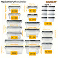 48pcs(Including 24 Lids And 24 Containers) Large Capacity Airtight Food Storage Container Set with Buckle Lids, Includes Marker And Stickers, Stackable Plastic Meal Prep Lunch Boxes for Kitchen, Picnic, Party