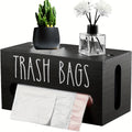 Wood Garbage Bag Dispenser with One-Touch Operation - Storage Box for Kitchen, Bathroom & Living Room - Dispensing Trash Can Organizer (No Manual Refills), 2 Colors ( & Black)