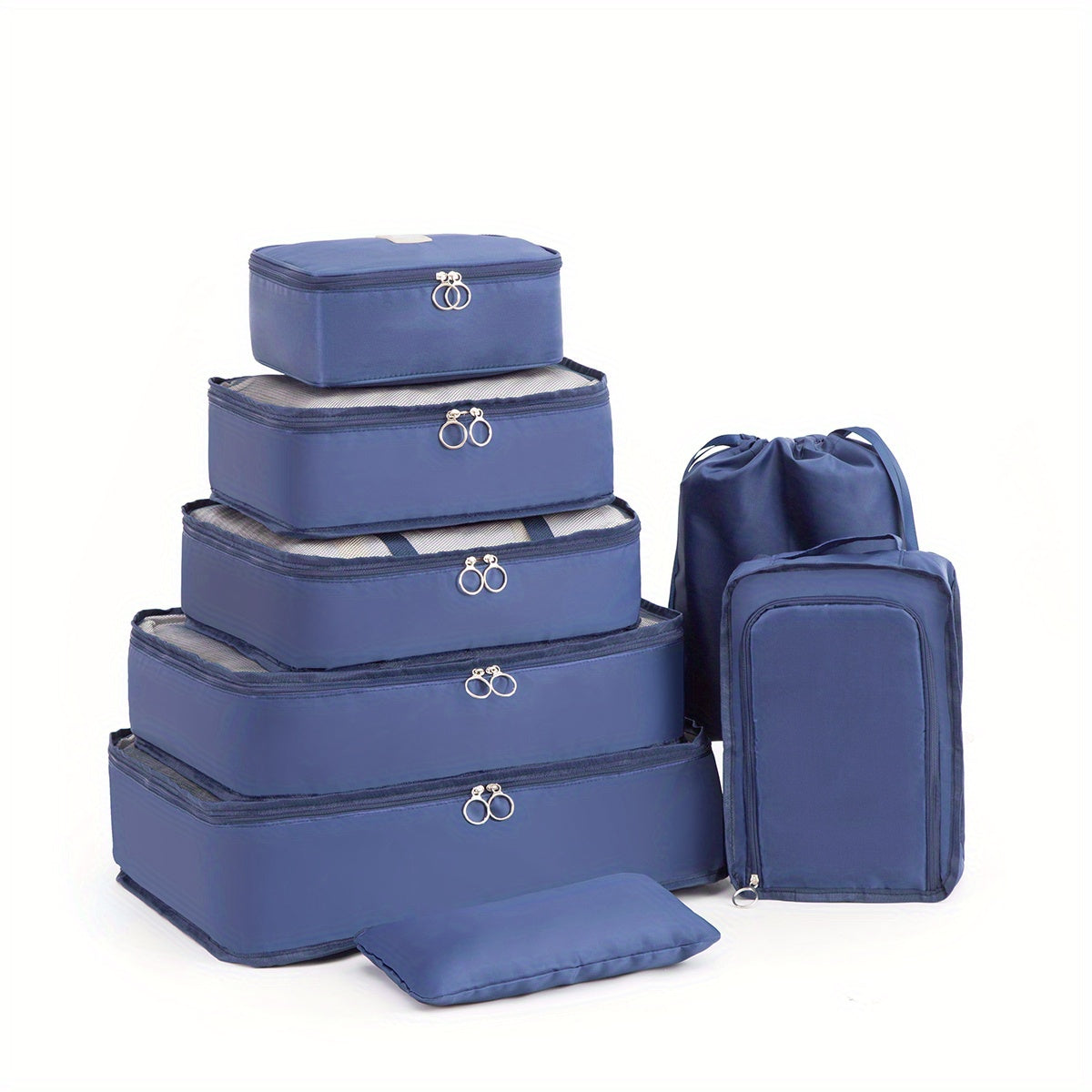 8-Piece Set Packing Cubes for Suitcases - Travel Luggage Organizers, Closet & Under-Bed Storage, Compression Shoe & Clothing Bags for Men & Women