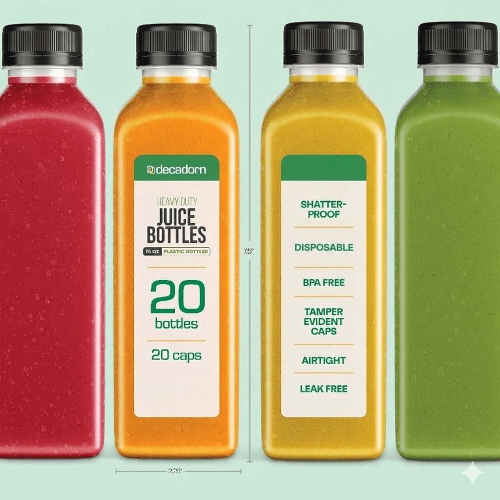 Juice Bottles with Caps 16oz BPA-Free Leak-Proof Tamper Evident Shatterproof Plastic Juice Containers for Fridge Smoothie Bottles 3 20 40 Pack