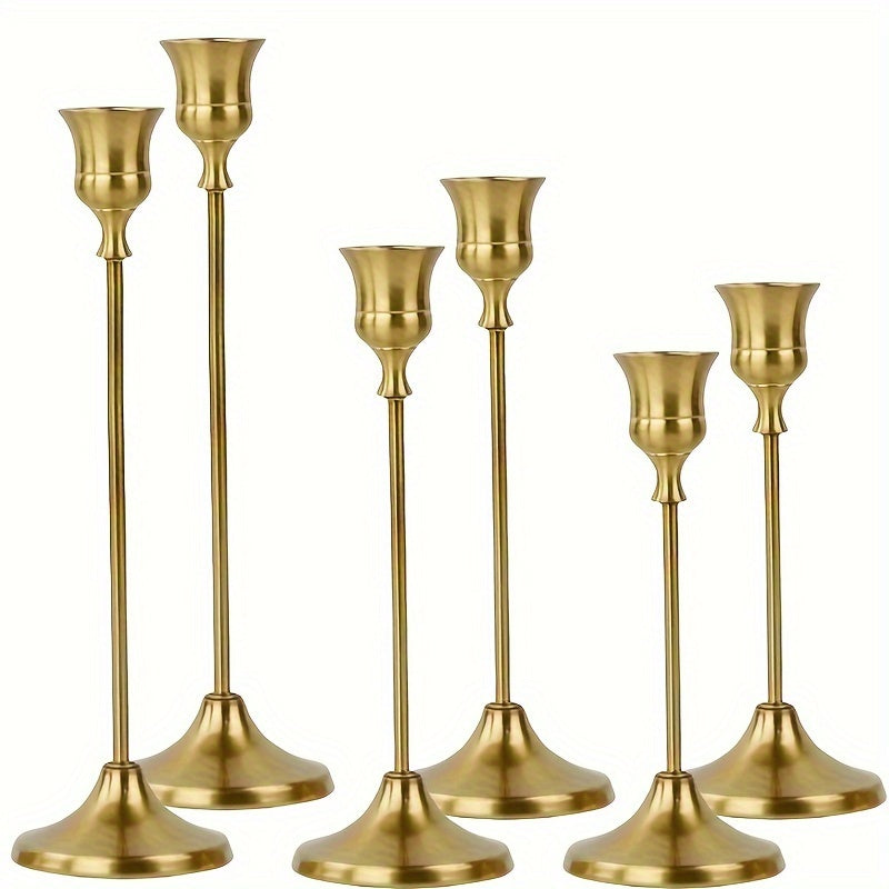 6-Pack Classic Metal Bell-Shaped Candle Holders - Battery-Free Tabletop Decor for Christmas, Halloween, Weddings, Home & Hotel Centerpieces, Durable Multi-Holiday Decoration (No Candles Included)
