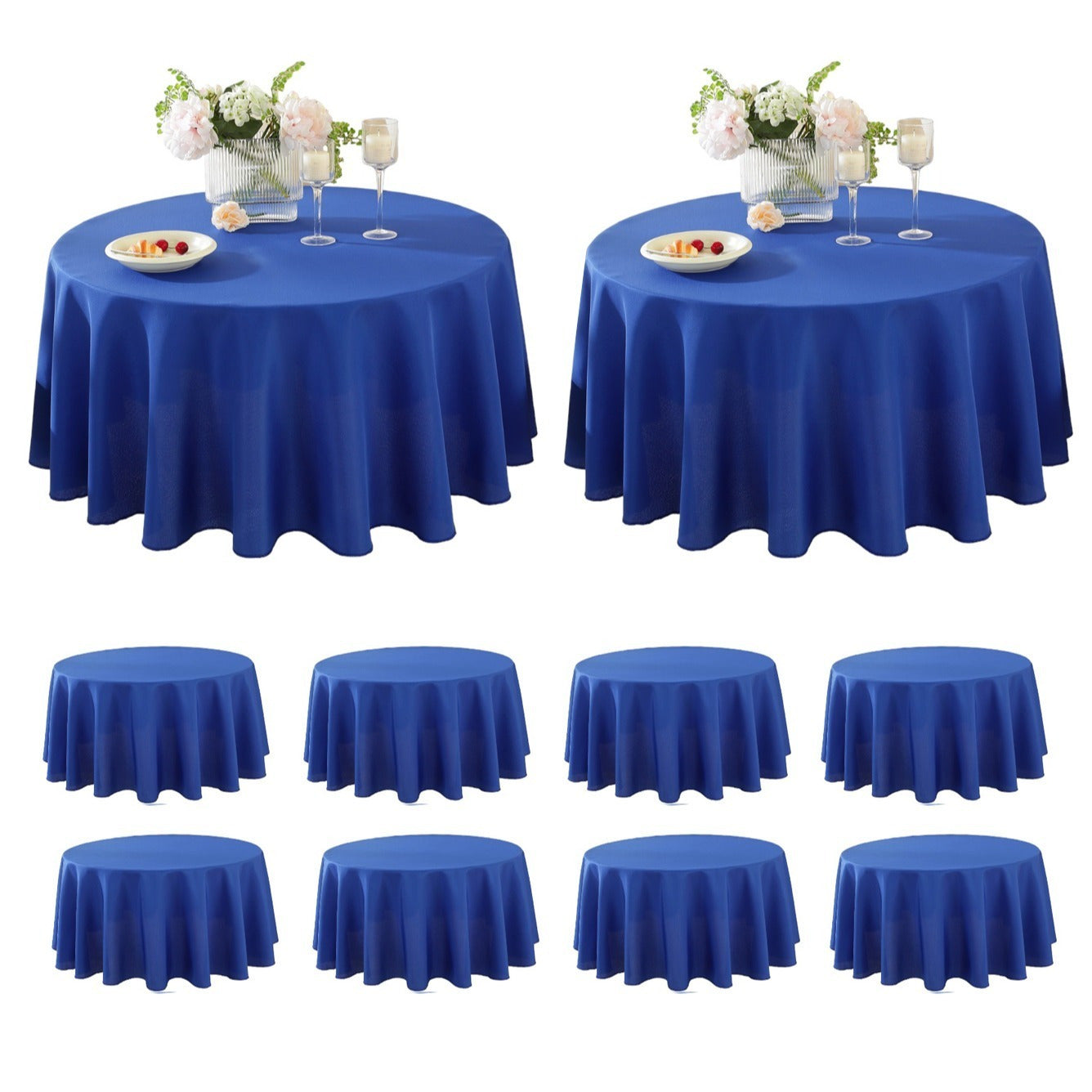 10 Pack Round Tablecloth, Round Premium Tablecloth, Polyester Fabric Washable Tablecloth for Home, Party, Wedding or Restaurant Use.
