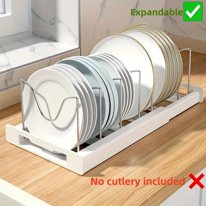 Adjustable Pots and Pans Organizer Rack with Dividers - Expandable Under Cabinet Storage for Bakeware, Lids (White)