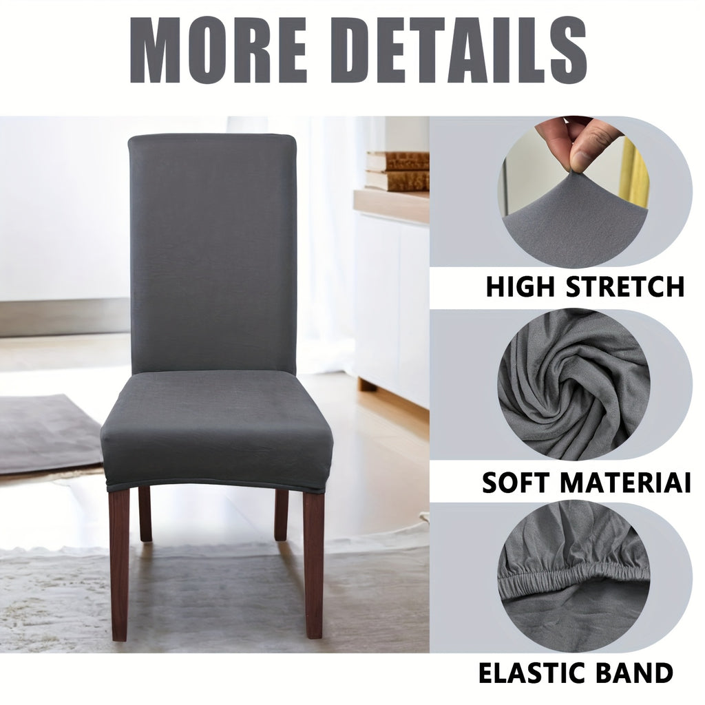 4pcs/6pcs Sliky Fiber Fabric Elastic Home Kitchen Chair Covers, 4/6pcs Set Milk Elastic Home Kitchen Dining Chair Slipcover, Chair Cover, Furniture Protector for Wedding Office Living Room Hotel, Home Decoration, Wedding Season