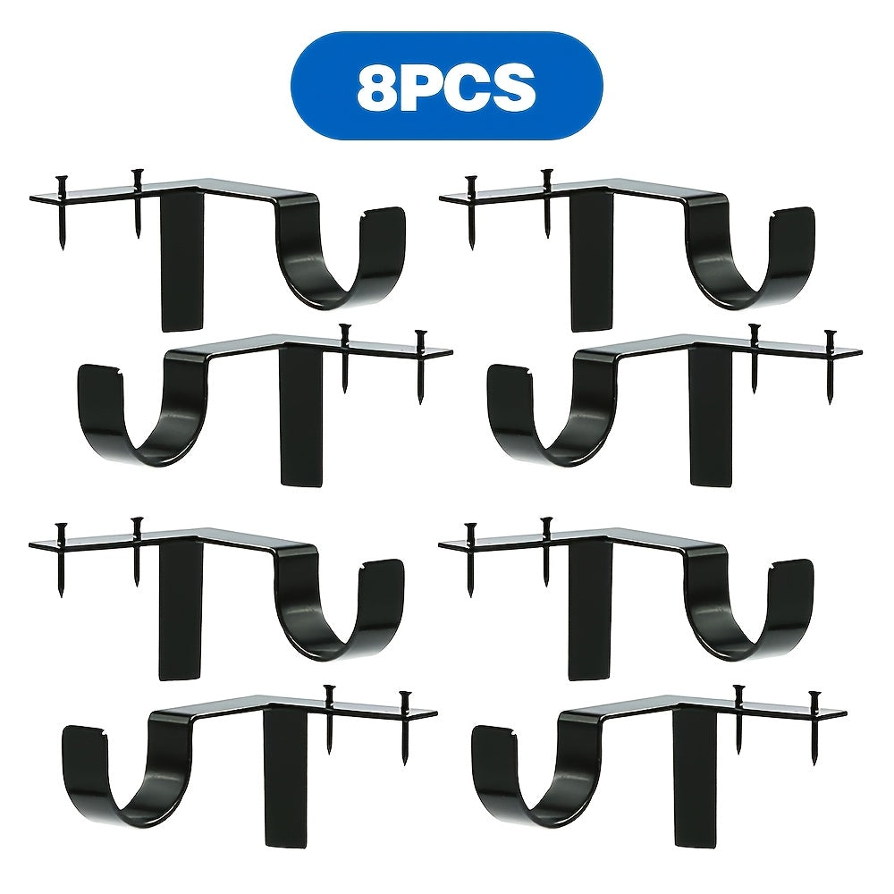 4/8pcs No-Drill Curtain Rod Bracket, Adjustable Curtain Rod Holder with Easy Installation, Heavy-Duty Window Curtain Support with Wall-Mounted Design, Ideal for Living Room, Bedroom, And Doors