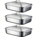 2/4/6/8pcs Extra Large Heavy Duty Stainless Steel Baking Pans with Lids - Non-Stick, Thick Rectangular Oven Trays for Desserts, Bread, And Seafood - Perfect for Bbqs, Buffet Serving Trays