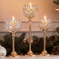 3pcs Crystal Candle Holder, Tabletop Polished Finish, Windproof Candle Holders for Home Decoration, Wedding Anniversary, Christmas Halloween Dinner Props, Birthday Gift, Family Theme Table Centerpiece