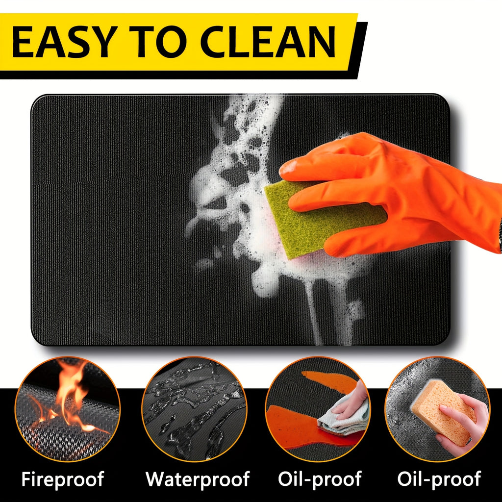 76x 51 Inch Large Grill Mat For Outdoor Grill, Fireproof Waterproof Oil-Proof BBQ Mat For Deck, Patio, Lawn, Or Indoor Fireplace, Easy To Clean Under Grill Protector For Fire Pit And Smoker