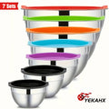 7pcs mixing bowls with sealed lids - rust proof, easy to grip - perfect for cooking and serving, baking, vegetable, salad mixing - stainless steel bowls with lids - mixing bowls with lids, holiday gifts
