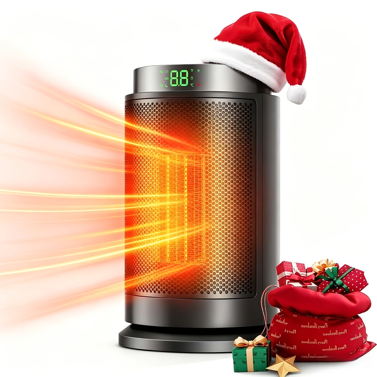 1500W/950W Ceramic Space Heater, Portable Electric Heater with Adjustable Thermostat, Heating Up to 200 Sq. Ft, 2S Rapid Heating, Compact Design, Overheat And Tip-Over Protection, for Indoor Use