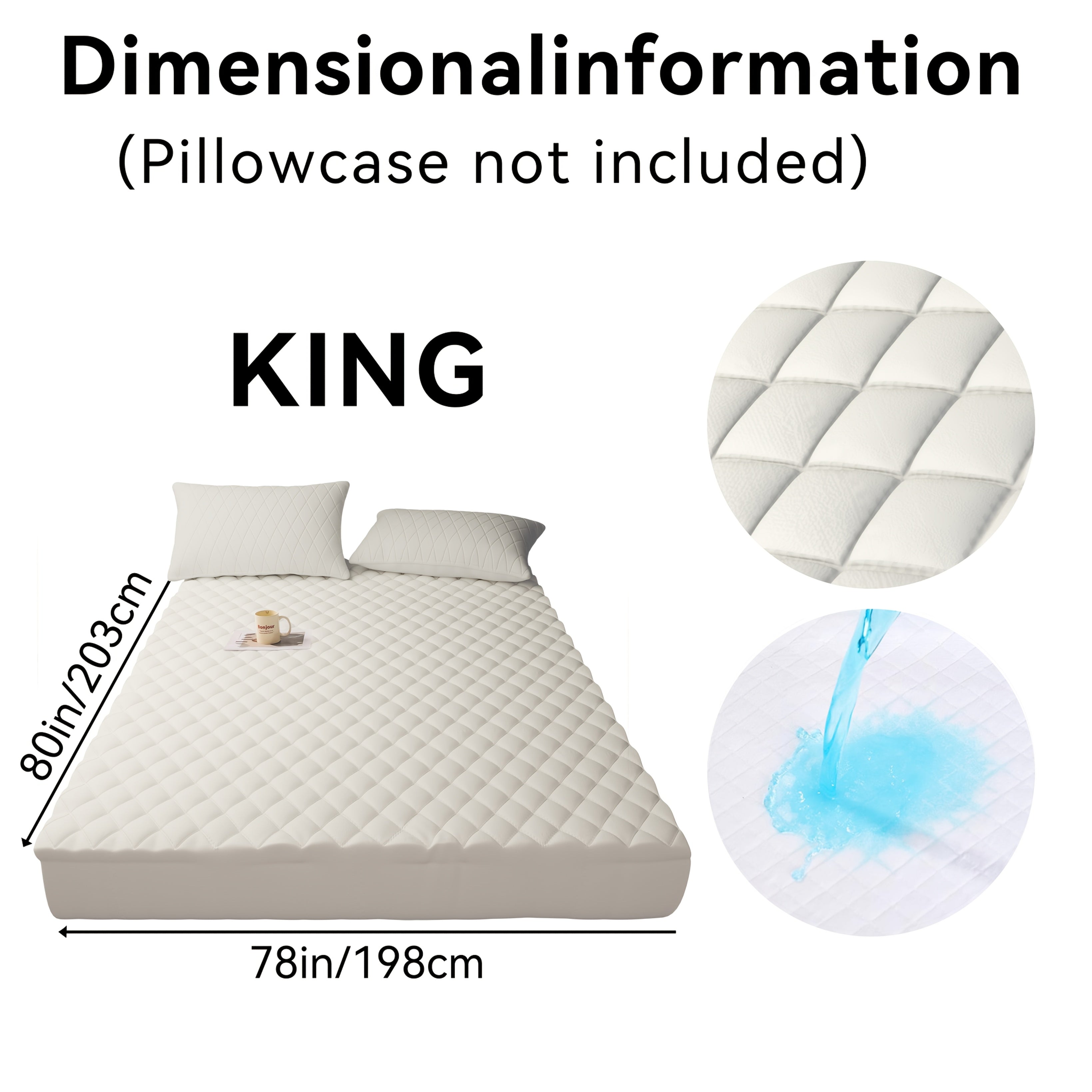 1pc Luxury Waterproof Mattress Protector with Side Storage Pocket, Diamond Quilted Deep Pocket Mattress Cover Including Random Color, Breathable Cooling Mattress Pad, Soft Noiseless Bed Protector for Twin Full Queen King