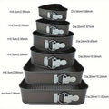 6-Piece Carbon Steel Cake Pan Set with Removable Bottom - 3 Shapes (Square, Round, Heart) for Chiffon, Mousse, Cheesecakes - Perfect for Wedding & Birthday Baking