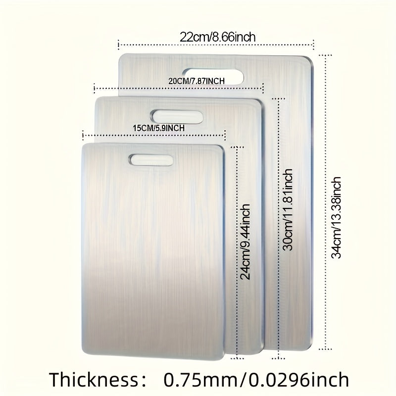 3pcs Set of High-Quality Stainless Steel Cutting Boards - Durable, Easy to Clean, Kitchen Ready, Space Saving, Rust Resistant And BPA Free, Ensuring Food Safety