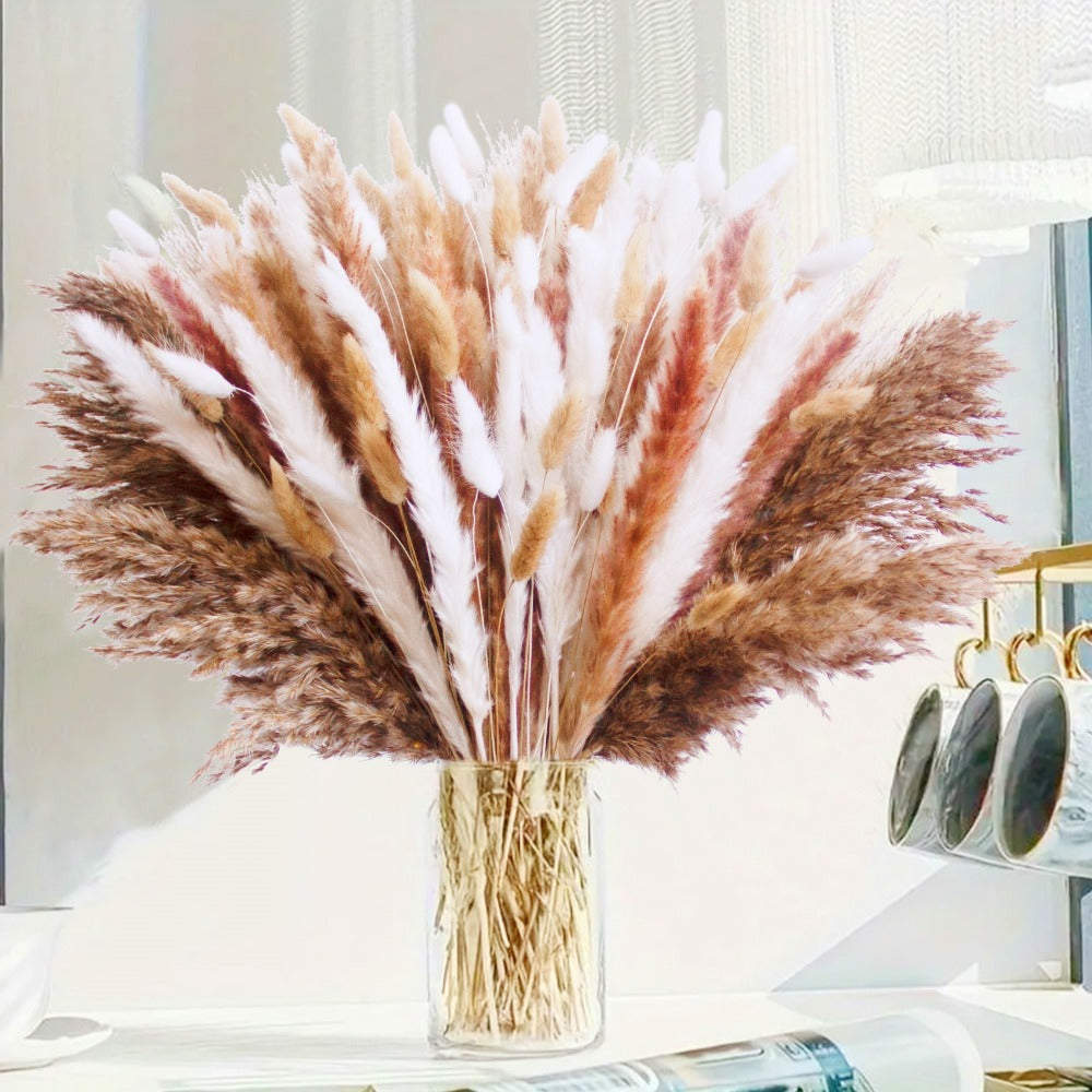 118pcs Multicolor Artificial Pampas Grass & Rabbit Tail Grass Bouquet | Soft Faux Boho Home Decor, Ideal For Weddings, Parties, Outdoor Festivals, Valentine'S Day, Spring Decorations, Mother'S Day, St. Patrick'S Day