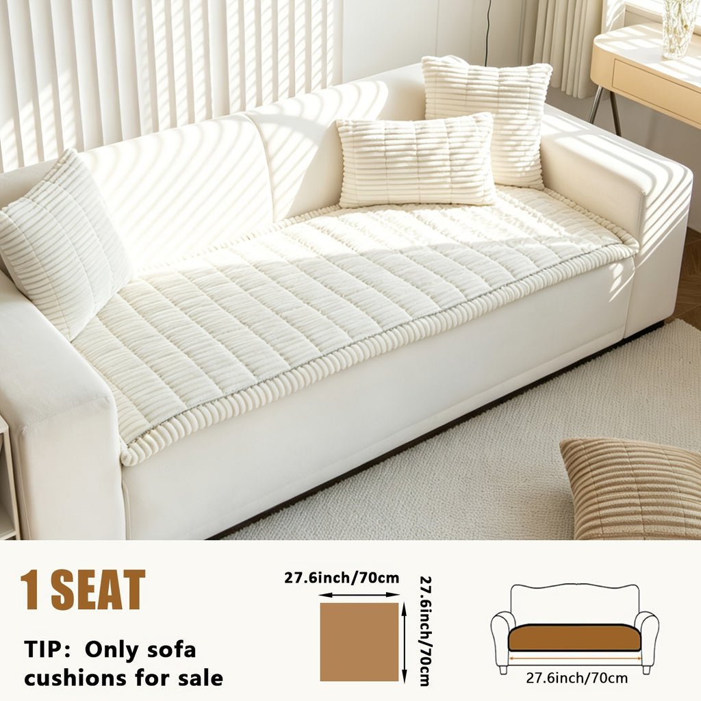 1pc Plush And Comfortable Shu Velveteen New Sofa Cushion, Washable, Easy to Install And Disassemble, Suitable for Home Protection Decorations Of Various Sofas | Wavy Edge Design | Soft And Sticky Velvet Texture