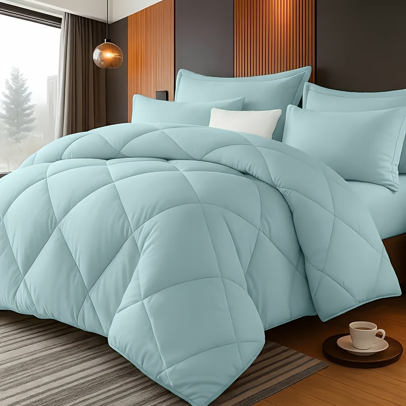 Two/Three Pcs Solid Color Large And Extra-Large Bed Sheet Sets Soft Comfortable And Fiber Filled Lightweight Fabric Breathable Quilt Easy to Take Care of Equipped with Quilt And Pillowcases 1 Quilt, 1/2 Pillowcases, for Bedroom, Random Color