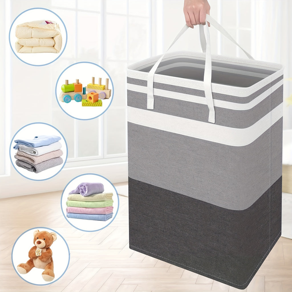 3pcs Laundry Basket, Freestanding Laundry Hamper, Collapsible Tall Clothes Hamper with Easy Carry Handles for Clothes, Towels in the Family and Dorm, Laundry Baskets