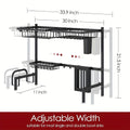 Expandable Multi-Tier Black Kitchen Organizer with Dish Rack, Drainage Tray, Spice Shelf & Towel Holder - Space-Saving Sink Storage for Dishes, Utensils | Durable Black Metal | Dustproof Design, Kitchen Accessories, Kitchen Organizers And Storage