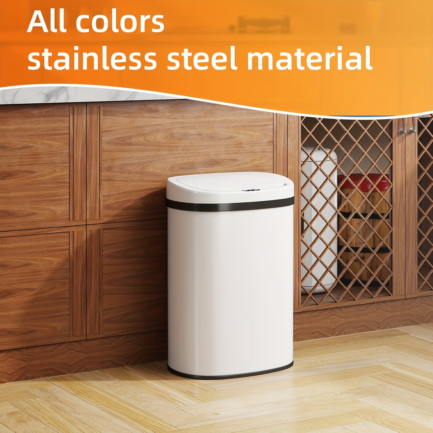 13 Gallon Trash Can Kitchen, Automatic Garbage Can Touchless Motion Sensor, Stainless Steel Trash Can with lid Anti-Fingerprint Mute Designed, Waste Bin 50L, for Office Bedroom Living Room Trash Can