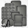 2/6/7/8/11/12/16/18pcs Nonstick Baking Pans Set Kitchen Baking Sheets Oven Bakeware Sets Round/Square Cake Pan Muffin Pan, Loaf Pan, Roast Pan, Cookie Sheet Baking Supplies Grey Measuring Spoon, Scraper, Rack, Whisks, Bread Bag, Muffin Cups, Spatulas