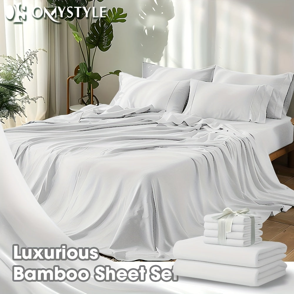 Premium 2000TC Cooling Sheet Set - Y Bamboo Bed Sheet Set - Ultra Soft Queen Size Sheet Set for Hot Sleepers, Light Beige-Friendly, 16 Inch Deep Pocket - Shrink, Fade Wrinkle Resistant