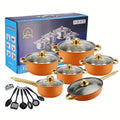 12pcs Thin-Gauge Stainless Steel Cookware Set - Induction Cooker Cooking, Large Pot, Cheese Pot, Dual Handle with Lid, Suitable for Soup, Hot Pot, Pasta, Seafood Soup, Rice Cookware
