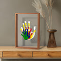 Family Handprint Kit - Handmade Keepsake Wooden Frame - Family Gift - for New Parents And Parents-To-Be, Includes 6 Acrylic Paint Colors