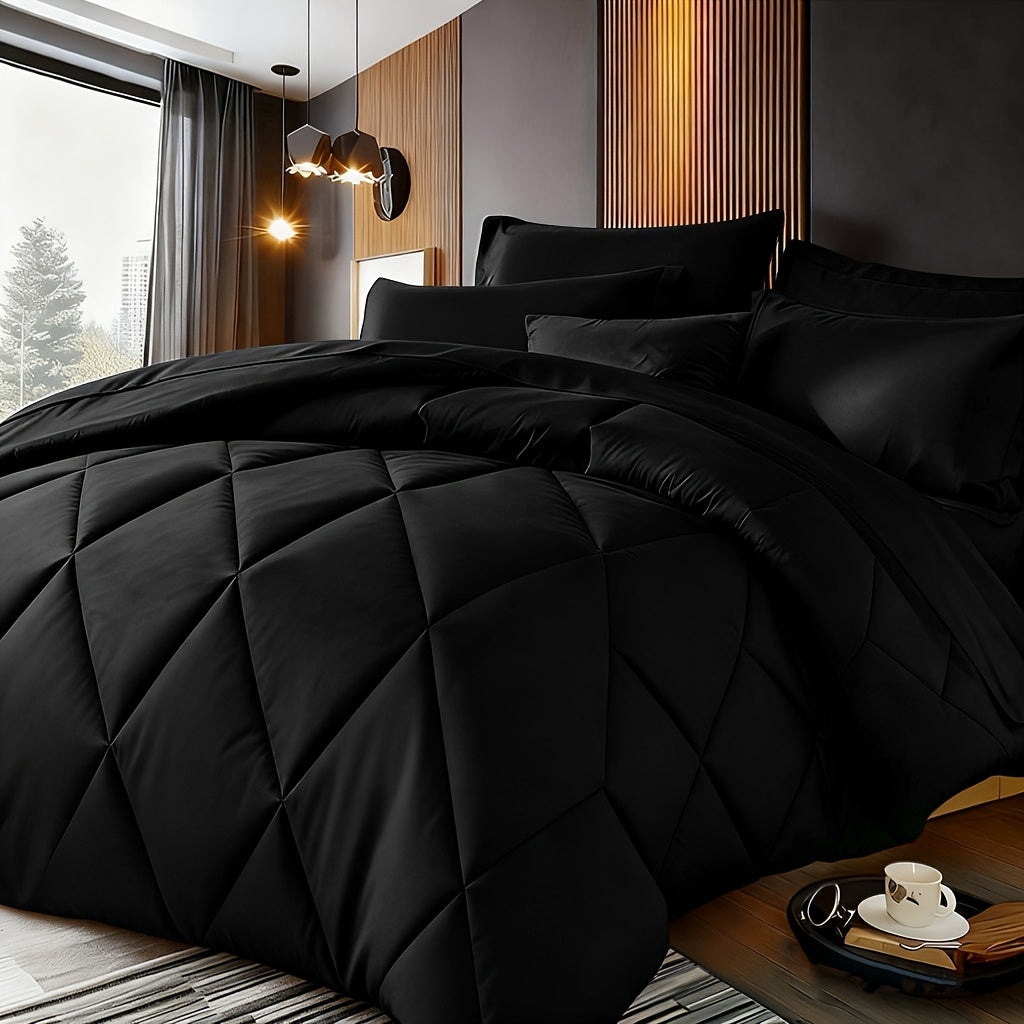 2/3pcs Solid Color Diamond Pattern Large & Extra-Large Bed Sheet Sets Soft Comfortable And Ultra-fine Fiber Filled Lightweight Fabric Breathable Quilt Easy to Take Care Of Equipped with Quilts And Pillowcases Luxurious Quality & Ideal Gift