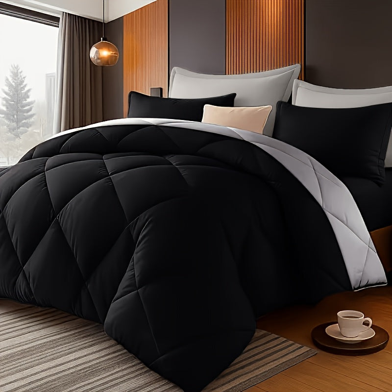 Two/Three Pcs Solid Color Large And Extra-Large Bed Sheet Sets Soft Comfortable And Fiber Filled Lightweight Fabric Breathable Quilt Easy to Take Care of Equipped with Quilt And Pillowcases 1 Quilt, 1/2 Pillowcases, for Bedroom, Random Color