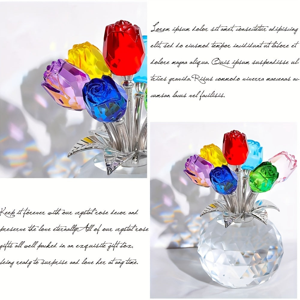 Colored Artificial Rose Bouquet - Crystal Rose Bouquet for Anniversaries, Mother's Day, Father's Day, Christmas, Valentine's Day, And National Grandparents' Day - Eternal Rose Decoration Gift