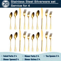 60/20pcs Stainless Steel Golden Silverware Set - Heavy Duty Commercial Silverware for Restaurants, Weddings And Home Dishwasher Safe, Rust-Proof, Non-Toxic Bulk Kitchen Tableware with Gift Box The Best Gifts for Thanksgiving And Christmas