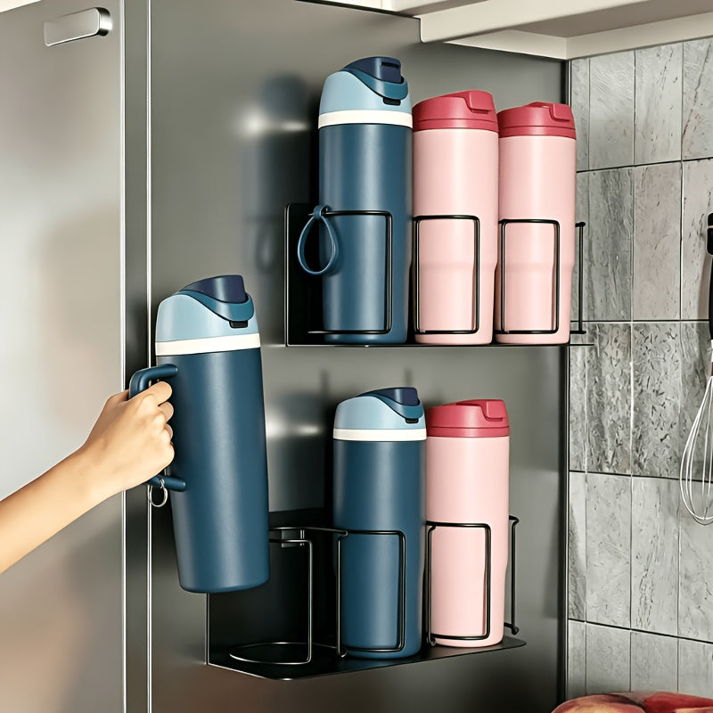 Magnetic Cup Holder - A 3-Layer Refrigerator Organizer for Cups, Glasses And Water Bottles. Space-Saving Design with A Powerful Magnetic Base, Perfect for Kitchen And Bathroom Storage. Kitchen Storage Solution. Modern Kitchen Additions. Durable Car