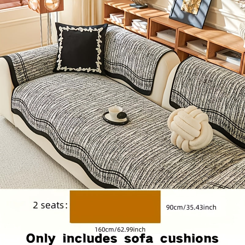 2/3/4/Large-4 Seater Premium Minimalist Chenille Sofa Cushion, All Season Universal Sofa Cushion, Fixed Anti Slip And Anti Cat Scratch Sofa Towel, Soft Chenille, Non-Slip Sofa Cover, Suitable For Living Room, Bedroom, Easter Home Decoration