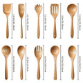 A Set of 10pcs High-Quality Thick-Walled Teak Cookware, Non-Stick Friendly, Heat-Resistant, with Ergonomic Handles, Comfortable Grip, Suitable for Stirring, Baking, Serving And Easy Cooking, 730G/ 1.61Lb
