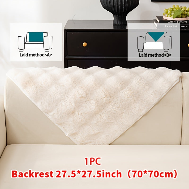 1pc Faux Rabbit Plush Sofa Cover - Winter Warm Thickened Soft Pet-Friendly Anti-Slip Furniture Protection Cover for Bedroom, Office, Living Room