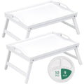 Bamboo Bed Tray Table with Foldable Legs - Breakfast Trays with Handles, Ideal for Eating, Working, Or Snacking - Durable And Stylish, Available In White, Black, Beige, And Brown, 1/2pcs