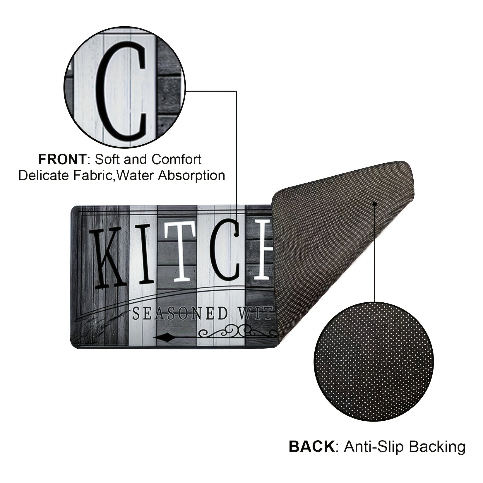High-Quality Printed Absorbent Kitchen Mat - Made From Slip-resistant, Durable Material; Ideal for Kitchen Door Mats, Hallway Mats, Entryway Decor, Modern Kitchen Mats, Laundry Room Mats, And Kitchen Carpet Mats
