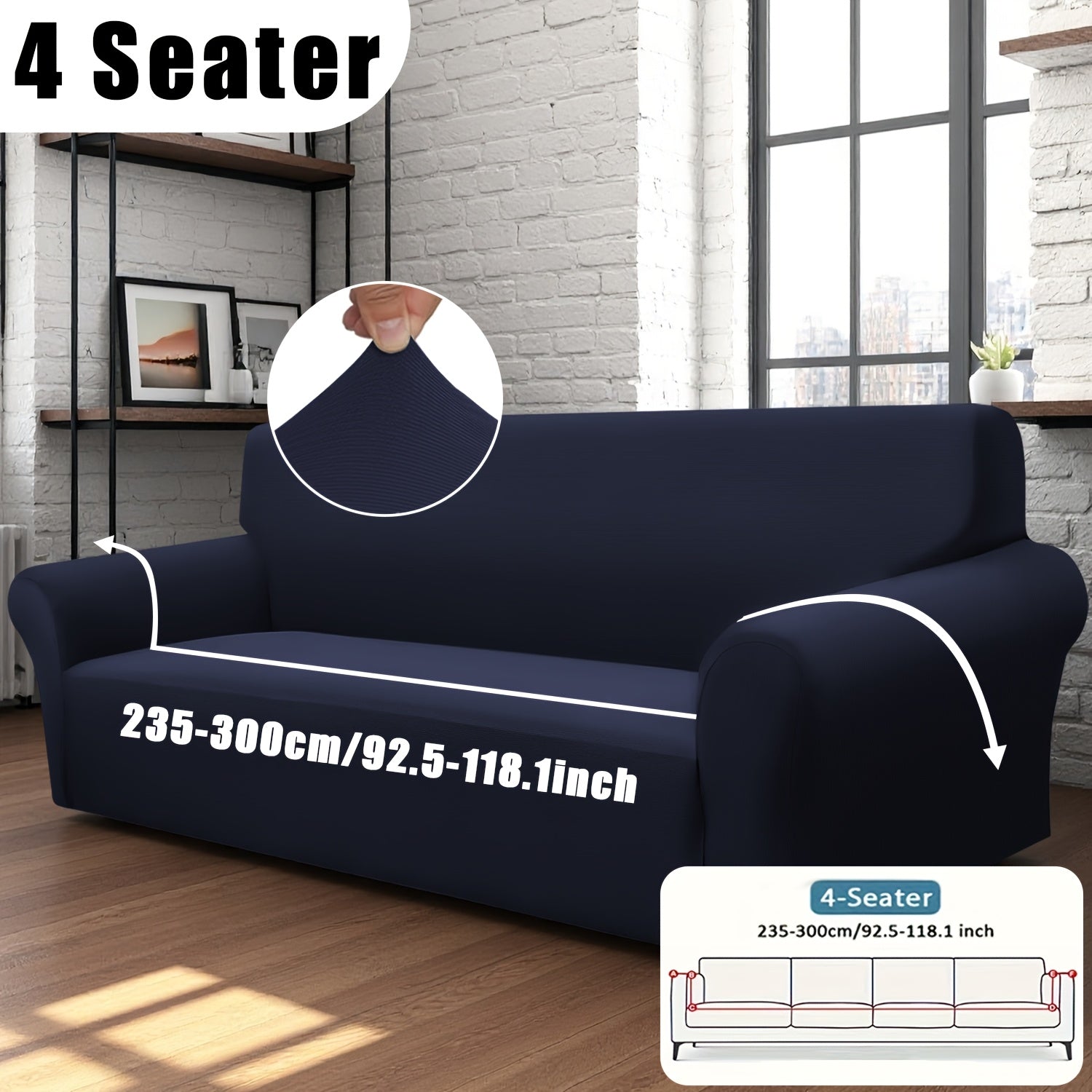 Classic Stretch Sofa Cover with Elastic Band, Milk Fiber Fabric Slipcover-Grip, Machine Washable, Polyester And Spandex, Fits Armchair to 4-Seater Sofas, International Style Throw Design