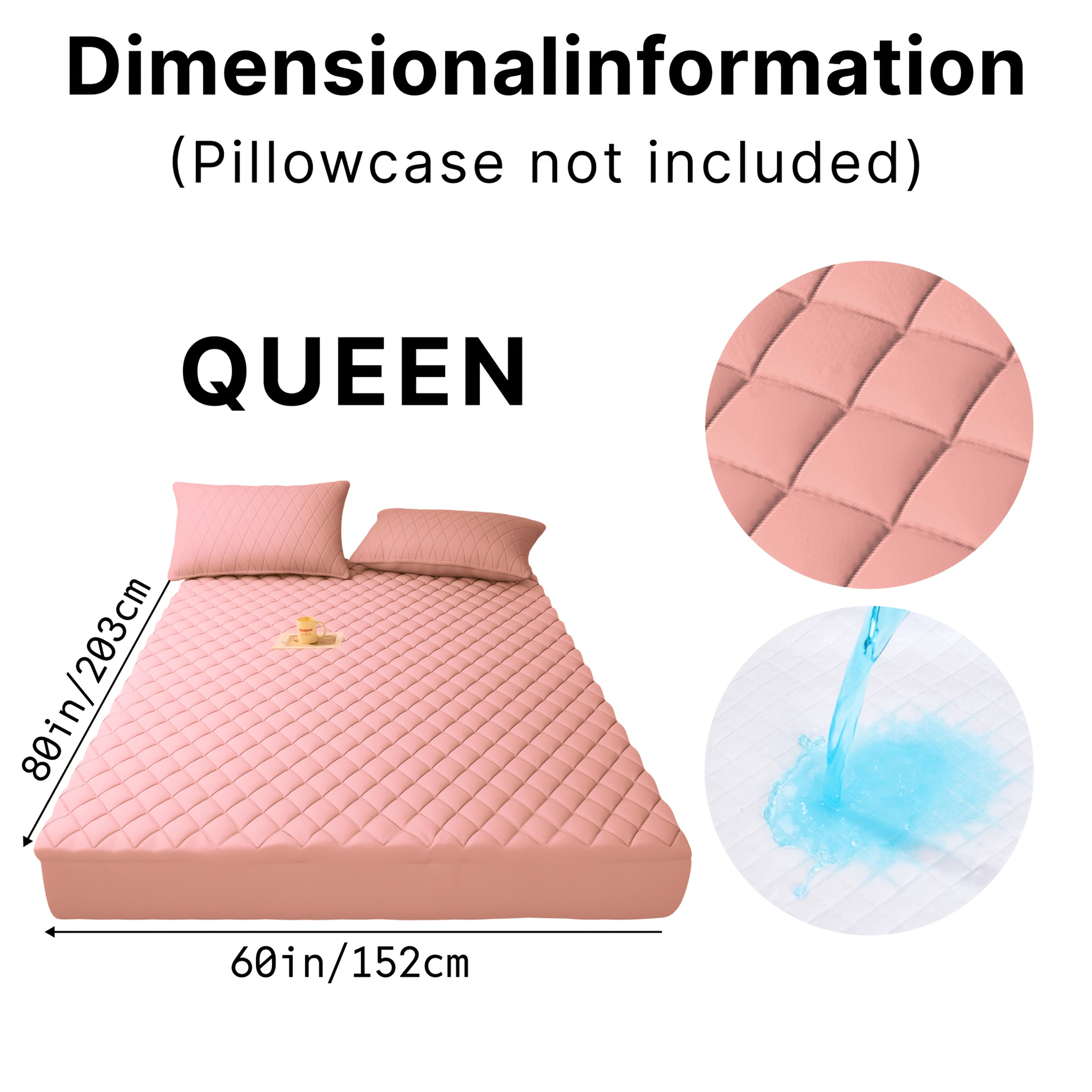 1pc Luxury Waterproof Mattress Protector with Side Storage Pocket, Diamond Quilted Deep Pocket Mattress Cover Including Random Color, Breathable Cooling Mattress Pad, Soft Noiseless Bed Protector for Twin Full Queen King