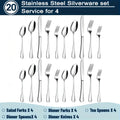 60/20pcs Stainless Steel Silverware Set - Heavy Duty Commercial Silverware for Restaurants, Weddings & Home | Dishwasher Safe, Rust-Proof, Non-Toxic | Bulk Kitchen Tableware with Gift Box The Best Gifts for Thanksgiving And Christmas