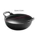 5 Sizes Cast Iron Wok, 7.87/ 9.84/ 10.62/ 11.81/ 12.59in Heavy-Duty Cast Iron Skillet, Traditional Uncoated Deep Stir-Fry Pan, Multi-functional Kitchen Cookware, Durable Cooking Pot with Dual Handles, Grilling Steaks & Baking, Ideal for Home, Outdoor