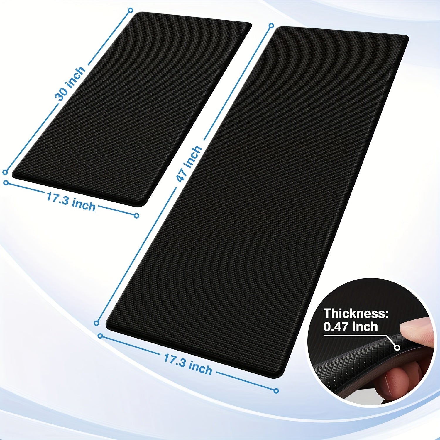 2pcs Kitchen Mats Cushioned Kitchen Rug, Non-Slip Kitchen Mats And Rugs Heavy Duty PVC Ergonomic Comfort Foam Rugs for Kitchen, Floor Home, Office, Sink, Laundry, 1 Set 2pcs[Black]