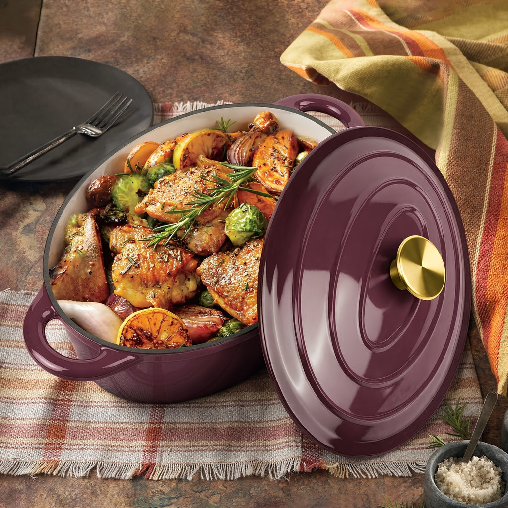 4.5QT Enamelled Dutch Oven Pot with Lid, Cast Iron Dutch Oven with Dual Handles for Bread Baking, Cooking, Non-Stick Enamel Coated Cookware