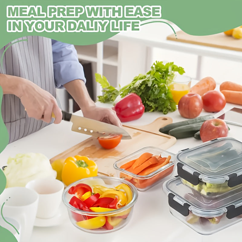 24pcs Set of Glass Food Storage Containers with Lids (12 Containers And 12 Lids), for Meal Preparation, Pantry, Kitchen, And Lunch Storage. Leak-Proof, Airtight Glass Lunch Boxes, Microwave, Oven, Refrigerator, And Dishwasher Safe