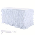 6ft Polyester Willow Table Skirt for Rectangle Round Tables, Ruffle Curly Lace Ballet Tablecloth, Princess Girls Birthday Party Cake Tutu Table Skirt Table Decorations, Christmas Halloween Decoration, Table Skirts for Party Tables, Festive Table
