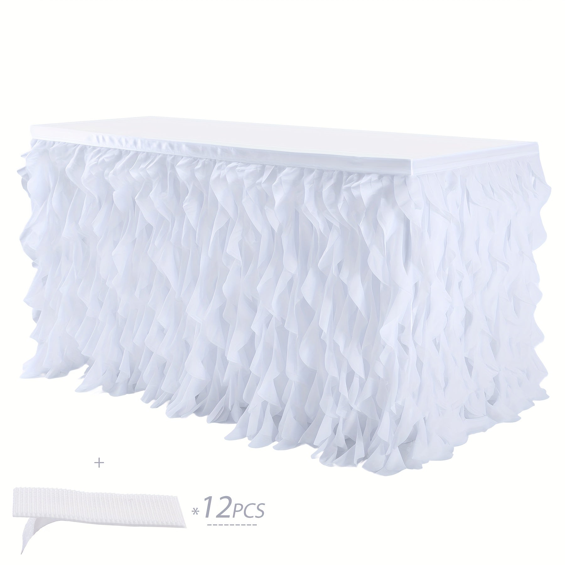 6ft Polyester Willow Table Skirt for Rectangle Round Tables, Ruffle Curly Lace Ballet Tablecloth, Princess Girls Birthday Party Cake Tutu Table Skirt Table Decorations, Christmas Halloween Decoration, Table Skirts for Party Tables, Festive Table