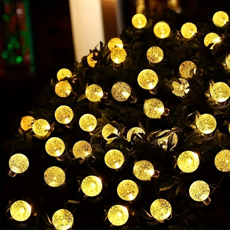 100/200pcs Solar Outdoor Crystal Ball String Lights, Warm White Light, IP44 Waterproof, 800mAh Battery Capacity, Create A Romantic Atmosphere. Suitable For All Seasons, Ideal For Decorating Yards, Balconies, Gardens, Camping, Parties And More.