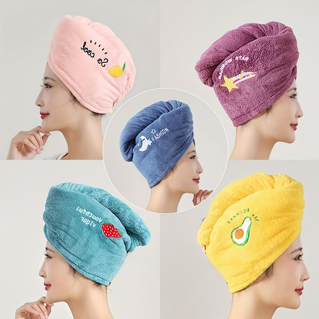 4pcs Rapid Drying Towel Hair Drying Towels, Microfiber Quick Dry Hair Towel Wrap Drying Hair Towel, Coral Fleece Ladies Hair Towel Set, Wet Hair Wrap Turbans Microfiber Hair Towel Soft Hair Drying Cap With Embroidery